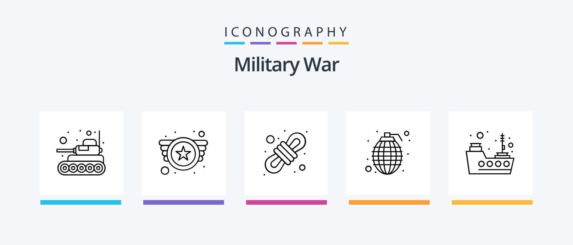 leger oorlog lijn 5 icoon pak inclusief kan. leger. touw. kamp. creatief pictogrammen ontwerp vector