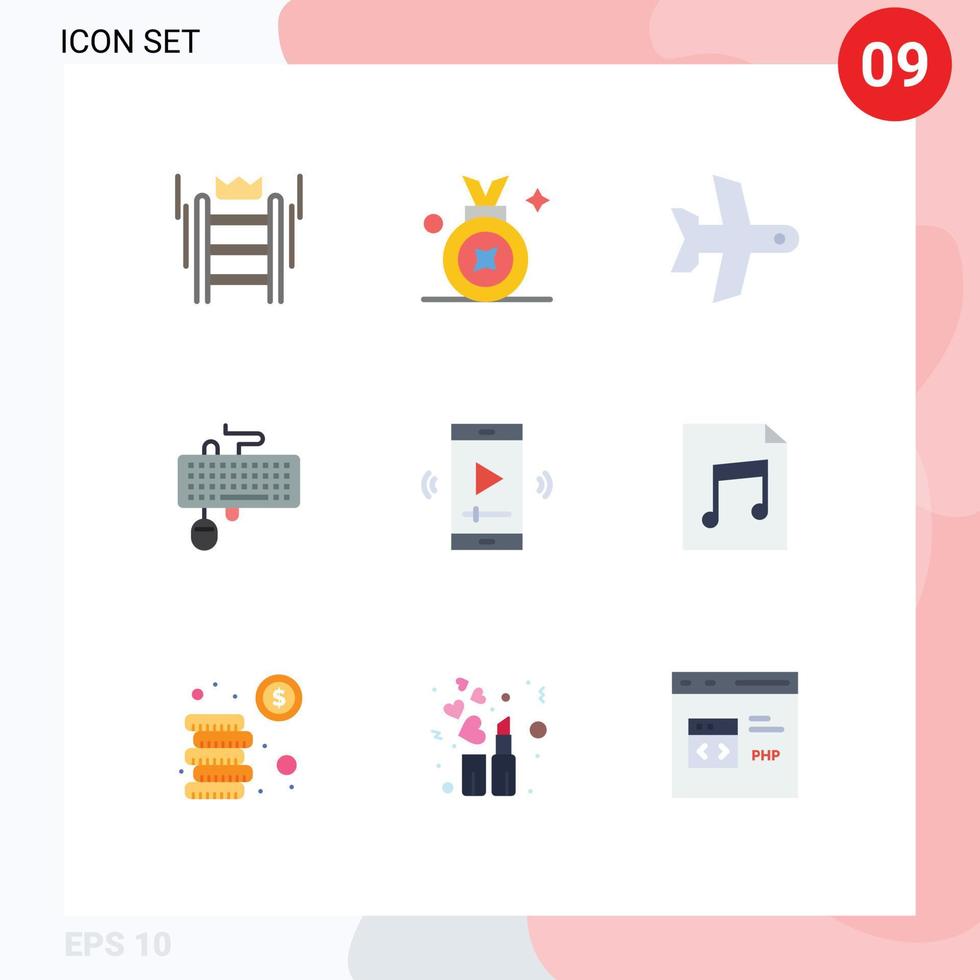 pak van 9 modern vlak kleuren tekens en symbolen voor web afdrukken media zo net zo verouderd toetsenbord insigne koppel voertuig bewerkbare vector ontwerp elementen