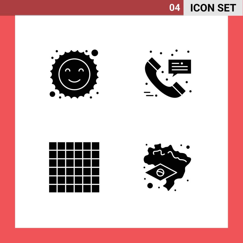 4 universeel solide glyph tekens symbolen van koekje Brazilië telefoontje bericht kaart bewerkbare vector ontwerp elementen