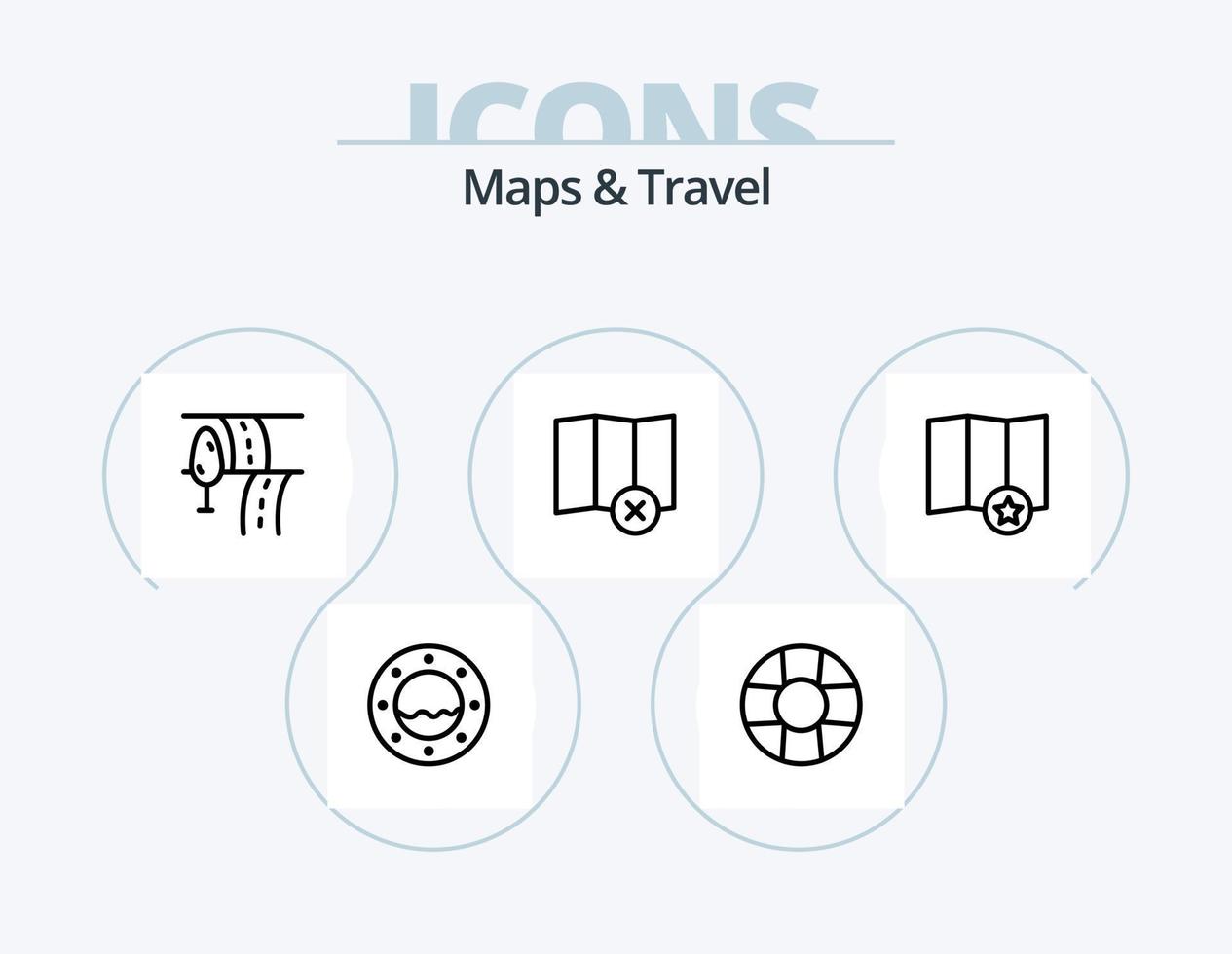 kaarten en reizen lijn icoon pak 5 icoon ontwerp. . helpen. navigatie vector