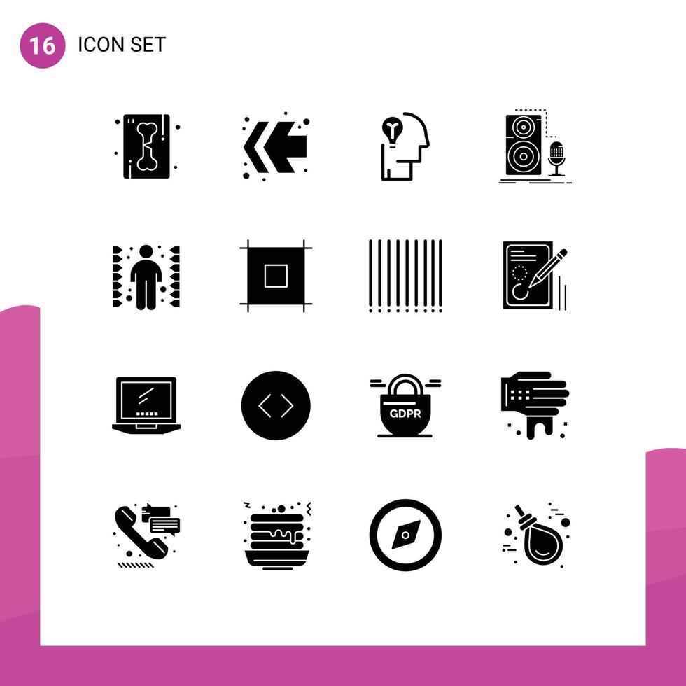 16 creatief pictogrammen modern tekens en symbolen van uitdaging Vermelding lamp microfoon leven bewerkbare vector ontwerp elementen