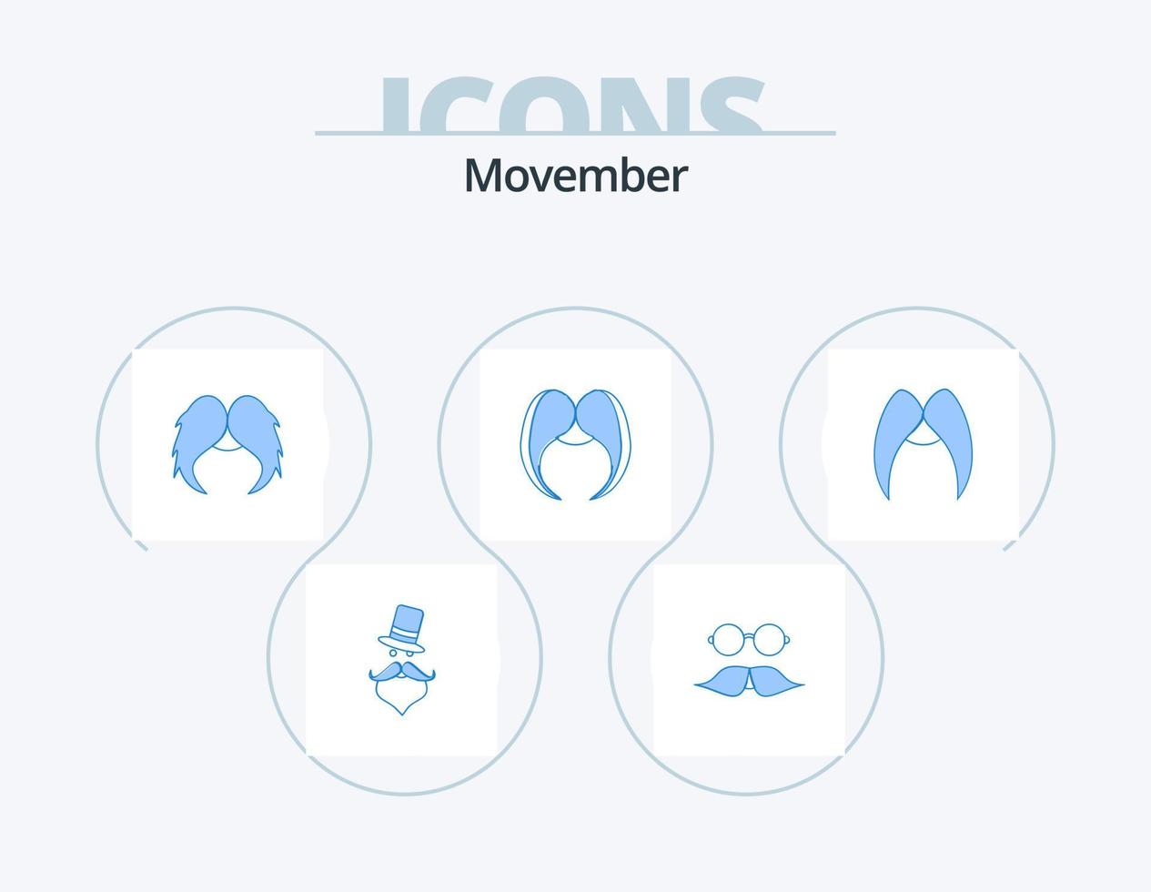 movember blauw icoon pak 5 icoon ontwerp. . . bril. Heren. movember vector