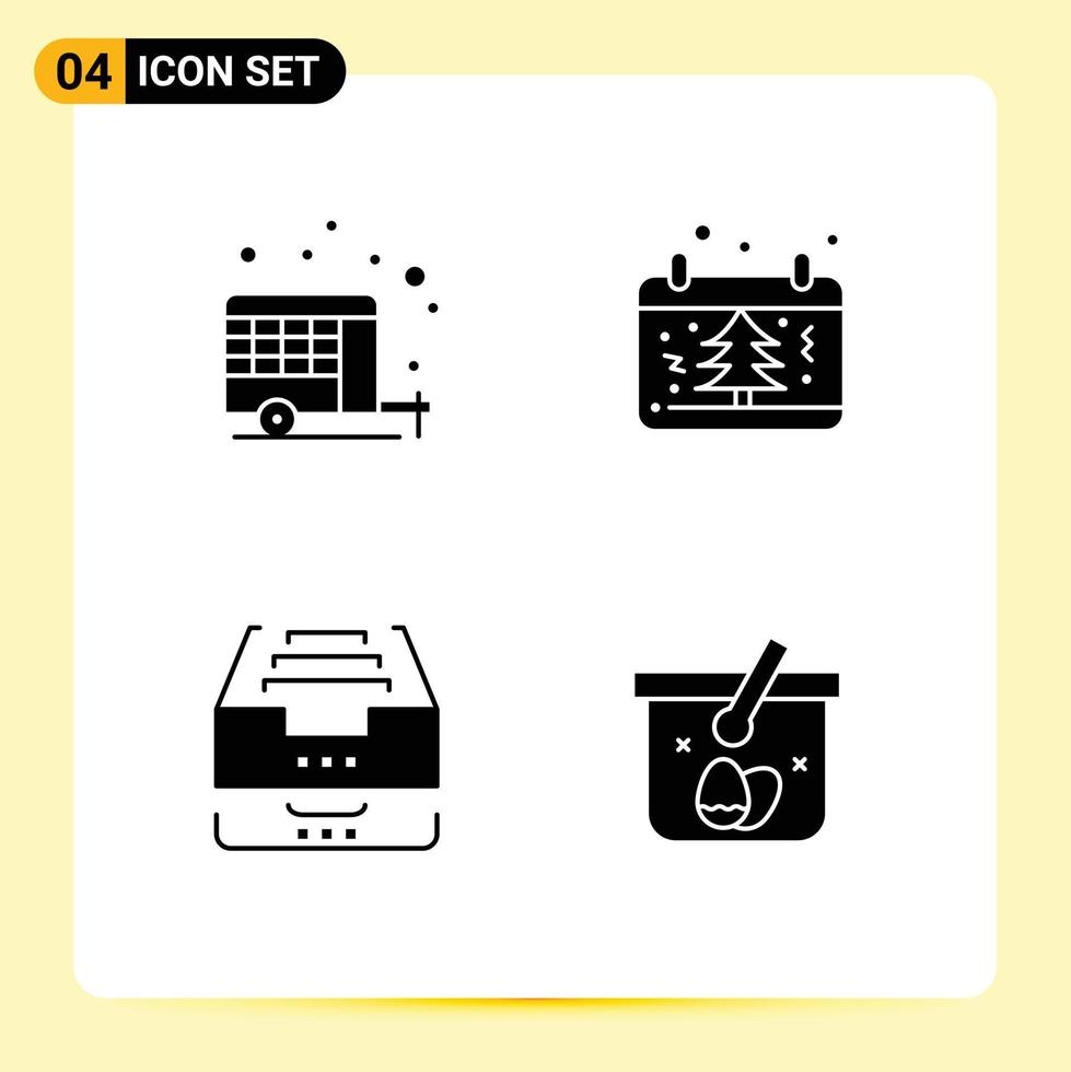 pictogram reeks van 4 gemakkelijk solide glyphs van landbouw archief voorjaar Kerstmis gegevens bewerkbare vector ontwerp elementen