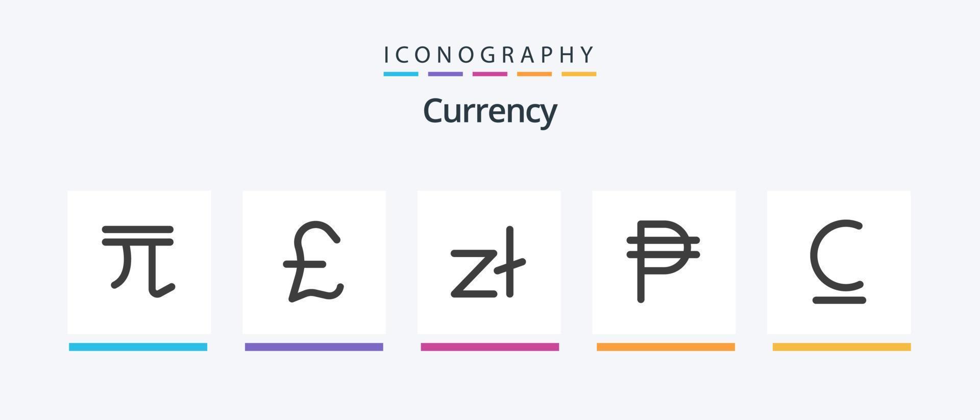 valuta vlak 5 icoon pak inclusief Kirgizië. peso. zloty. forex. Filipijns. creatief pictogrammen ontwerp vector