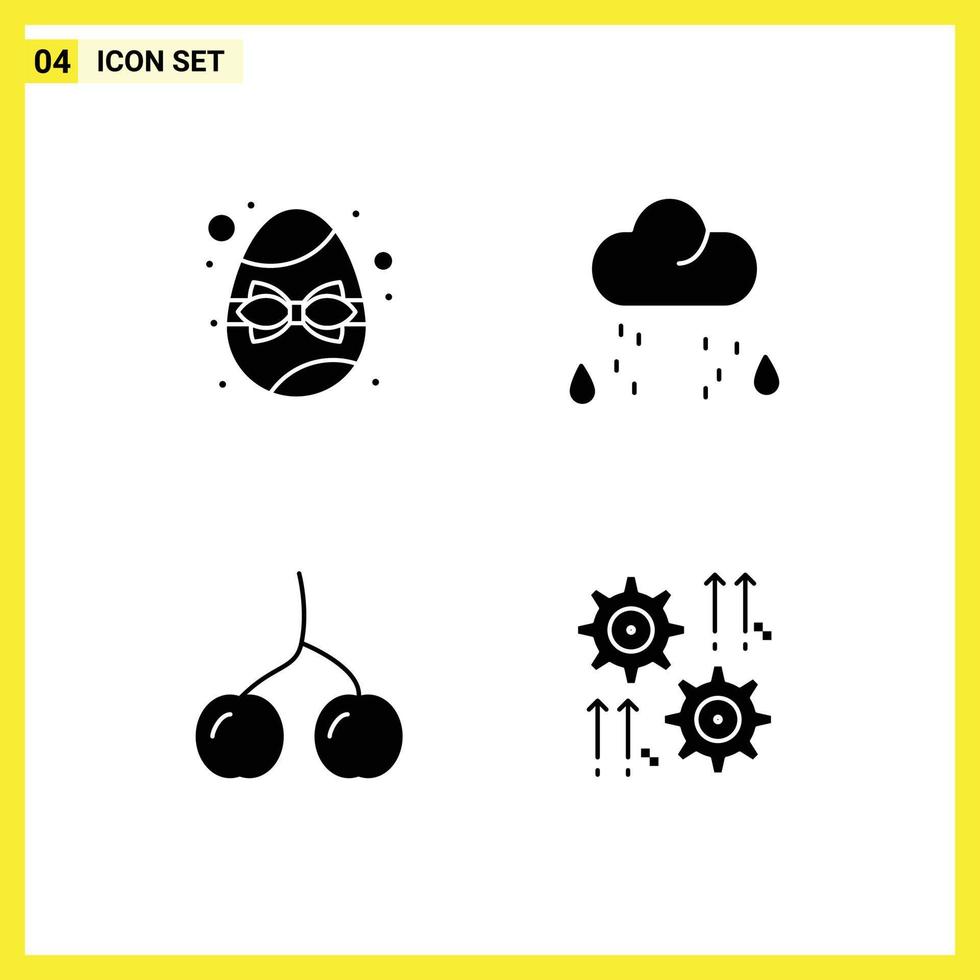 modern reeks van 4 solide glyphs pictogram van verjaardag kers ei weer instelling bewerkbare vector ontwerp elementen