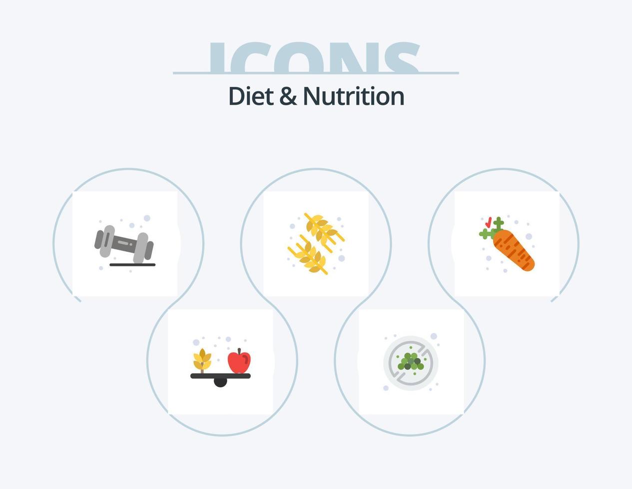 eetpatroon en voeding vlak icoon pak 5 icoon ontwerp. voedsel. wortel. halter. rijst. voedsel vector