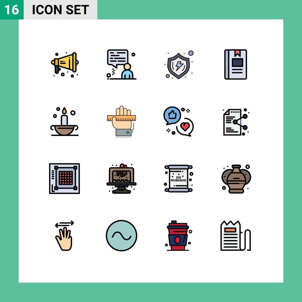 16 universeel vlak kleur gevulde lijnen reeks voor web en mobiel toepassingen aladdin aan het leren veilig kennis boek bewerkbare creatief vector ontwerp elementen