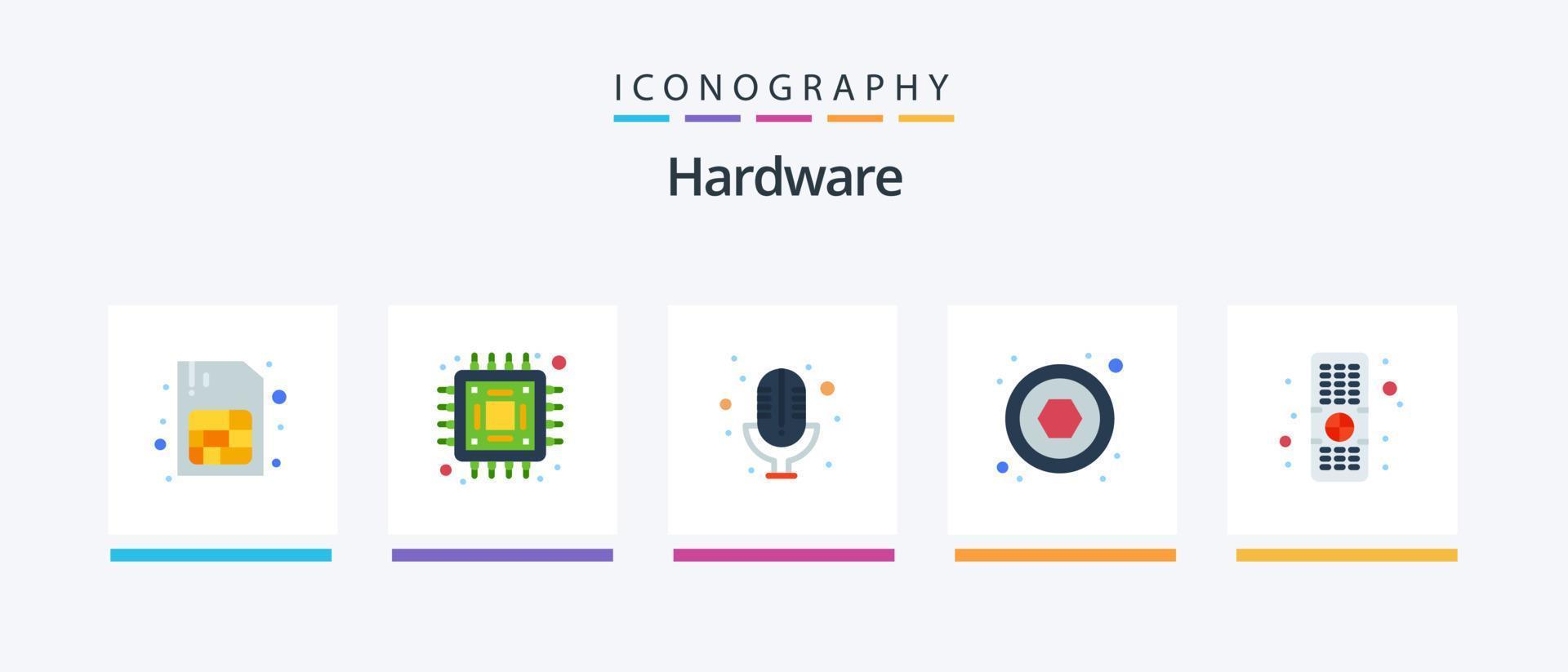 hardware vlak 5 icoon pak inclusief . dossier. TV. controle. creatief pictogrammen ontwerp vector