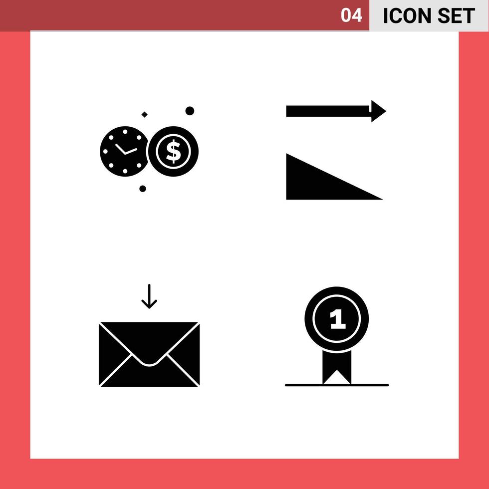 reeks van 4 modern ui pictogrammen symbolen tekens voor klok prijs aflopend mail st bewerkbare vector ontwerp elementen