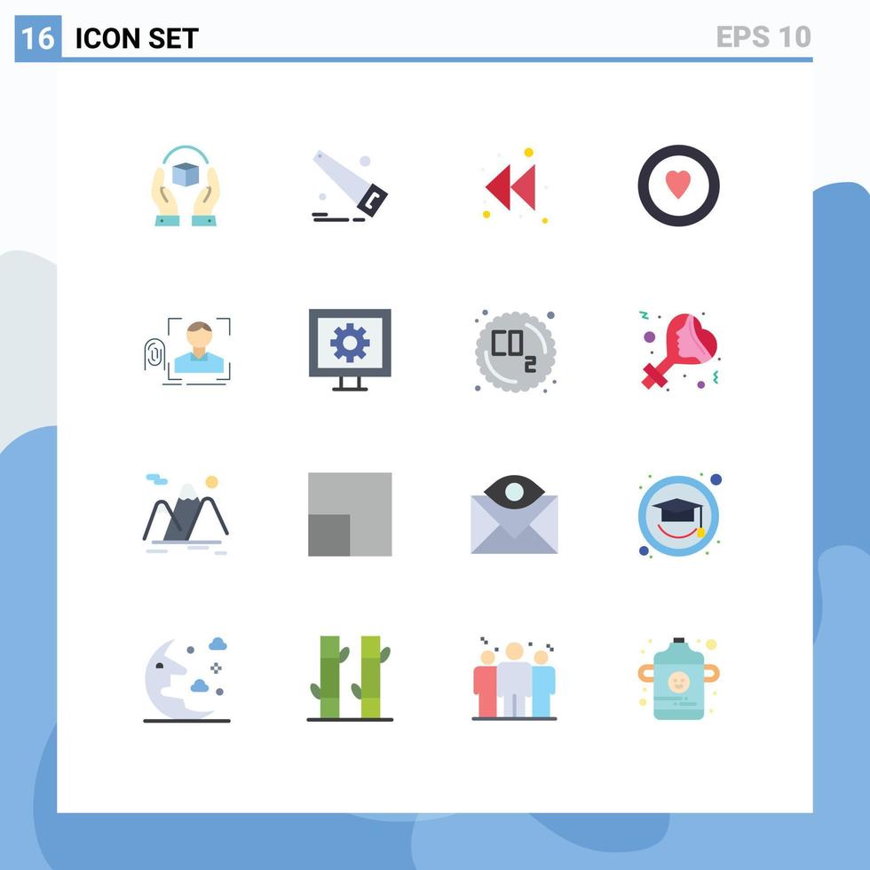 reeks van 16 modern ui pictogrammen symbolen tekens voor scannen vingerafdruk pijl vinger hart bewerkbare pak van creatief vector ontwerp elementen