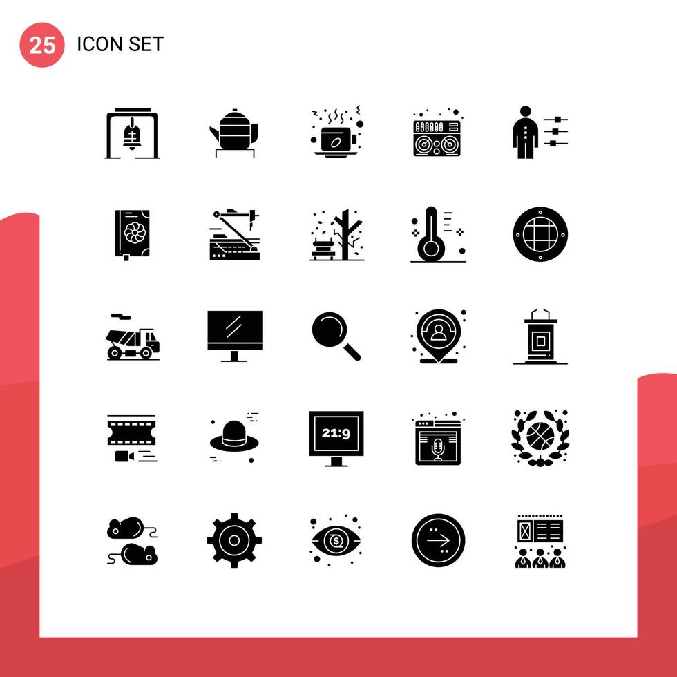 voorraad vector icoon pak van 25 lijn tekens en symbolen voor werknemer muziek- winter menger heet bewerkbare vector ontwerp elementen