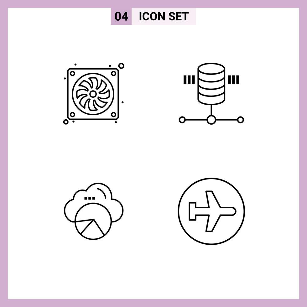 voorraad vector icoon pak van 4 lijn tekens en symbolen voor behuizing wolk hardware server wolk scince bewerkbare vector ontwerp elementen