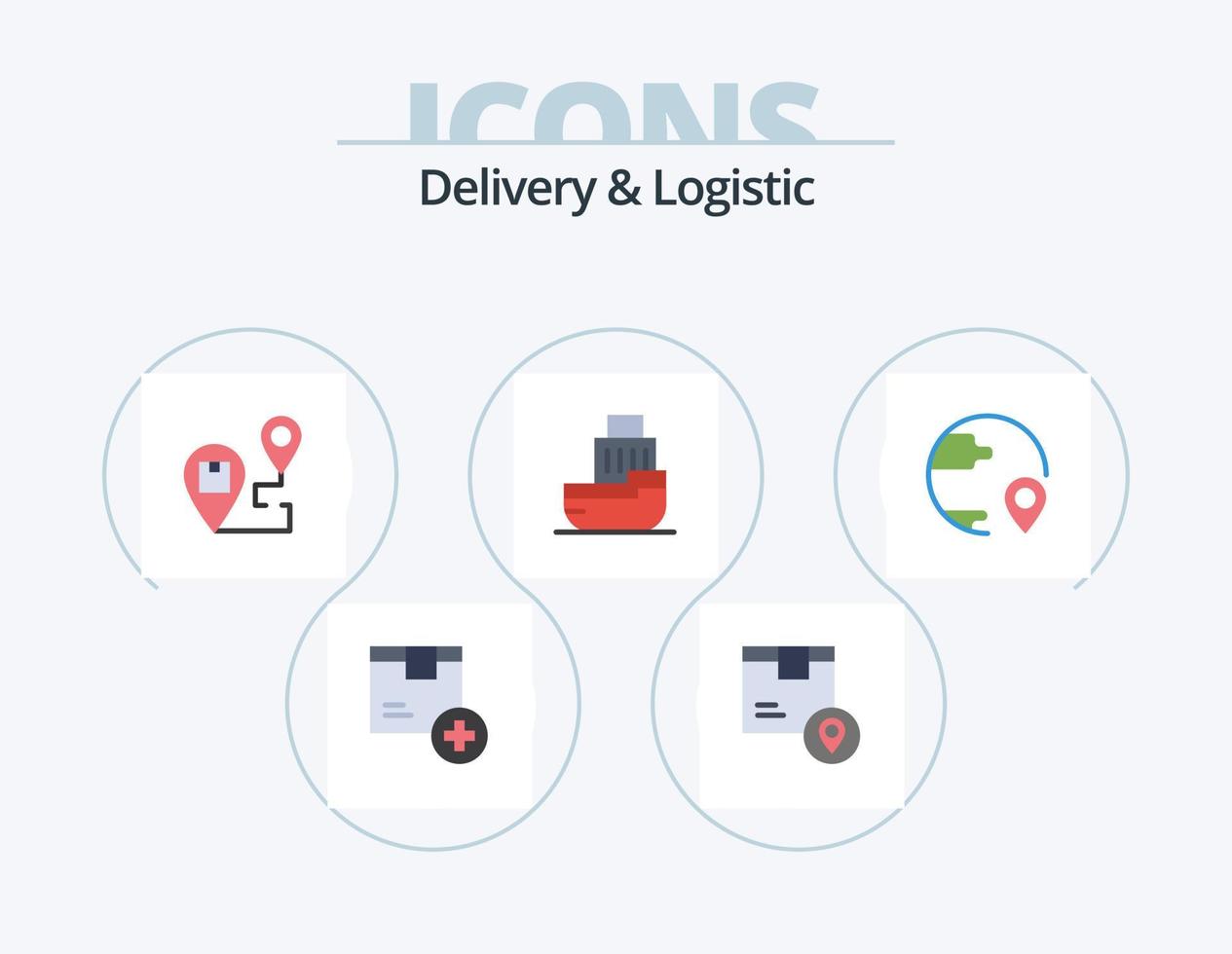 levering en logistiek vlak icoon pak 5 icoon ontwerp. schip. levering. tijdelijke aanduiding. Verzenden. plaats vector