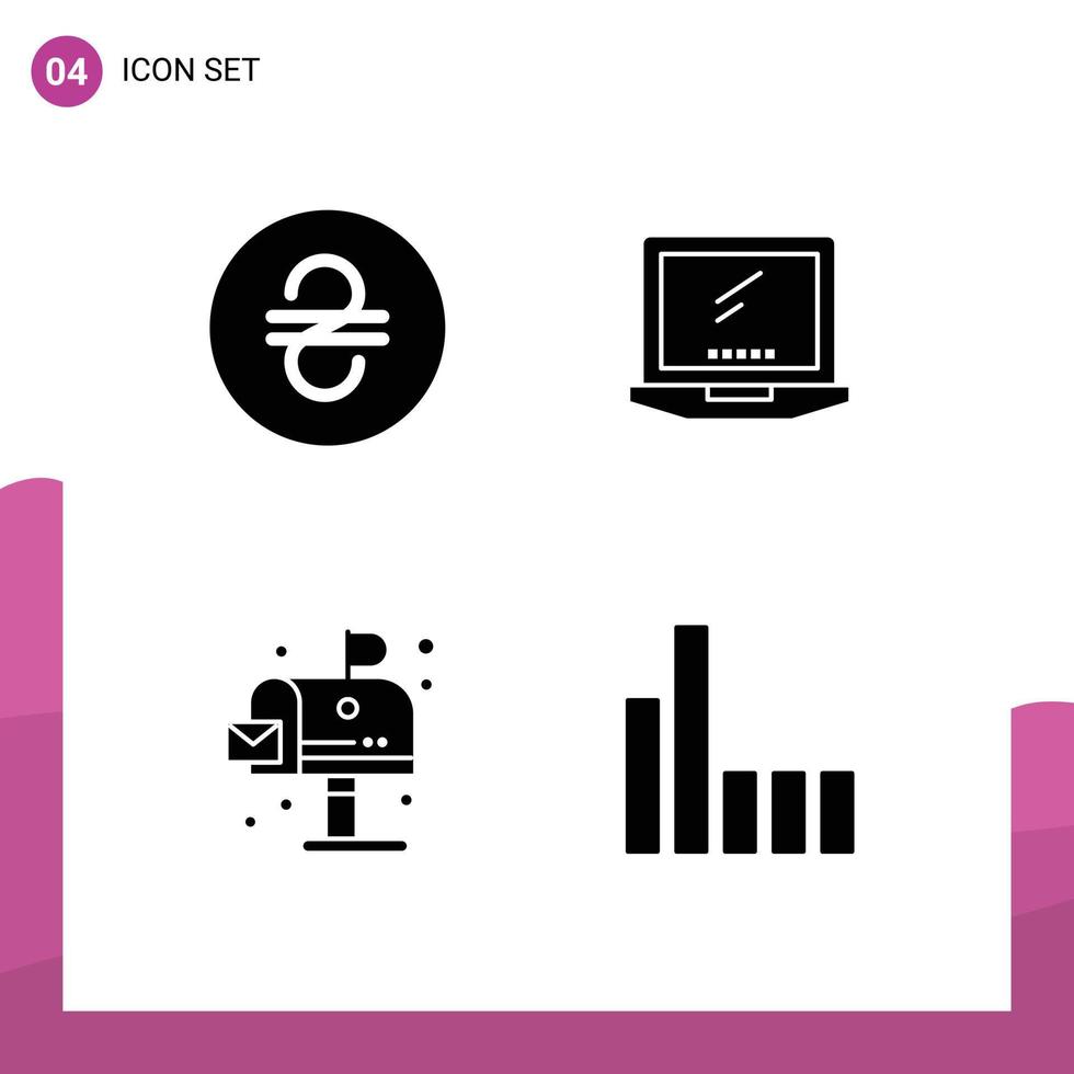 4 gebruiker koppel solide glyph pak van modern tekens en symbolen van hryvna milieu computer imac postbus bewerkbare vector ontwerp elementen