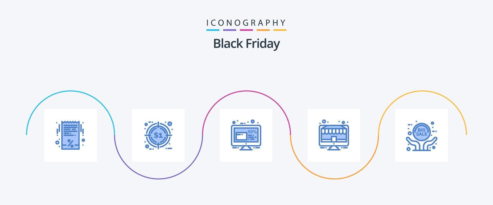 zwart vrijdag blauw 5 icoon pak inclusief pc. elektronisch. korting. korting. vrijdag vector