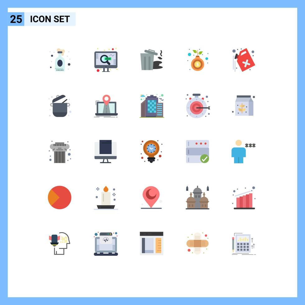 25 vlak kleur concept voor websites mobiel en apps gas- groei milieu geld zak bewerkbare vector ontwerp elementen
