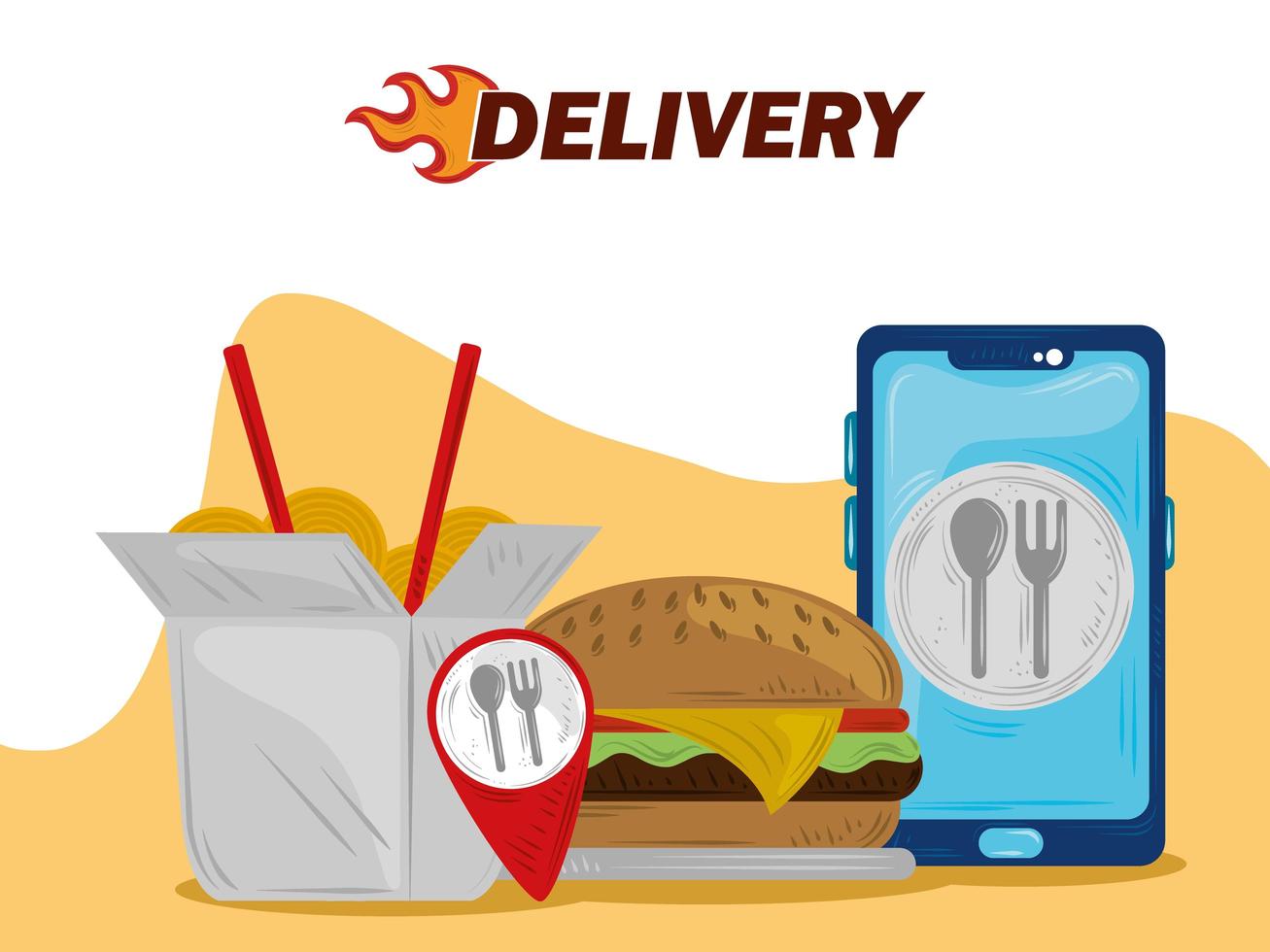 snelle levering smartphone online eten bestelservice vector