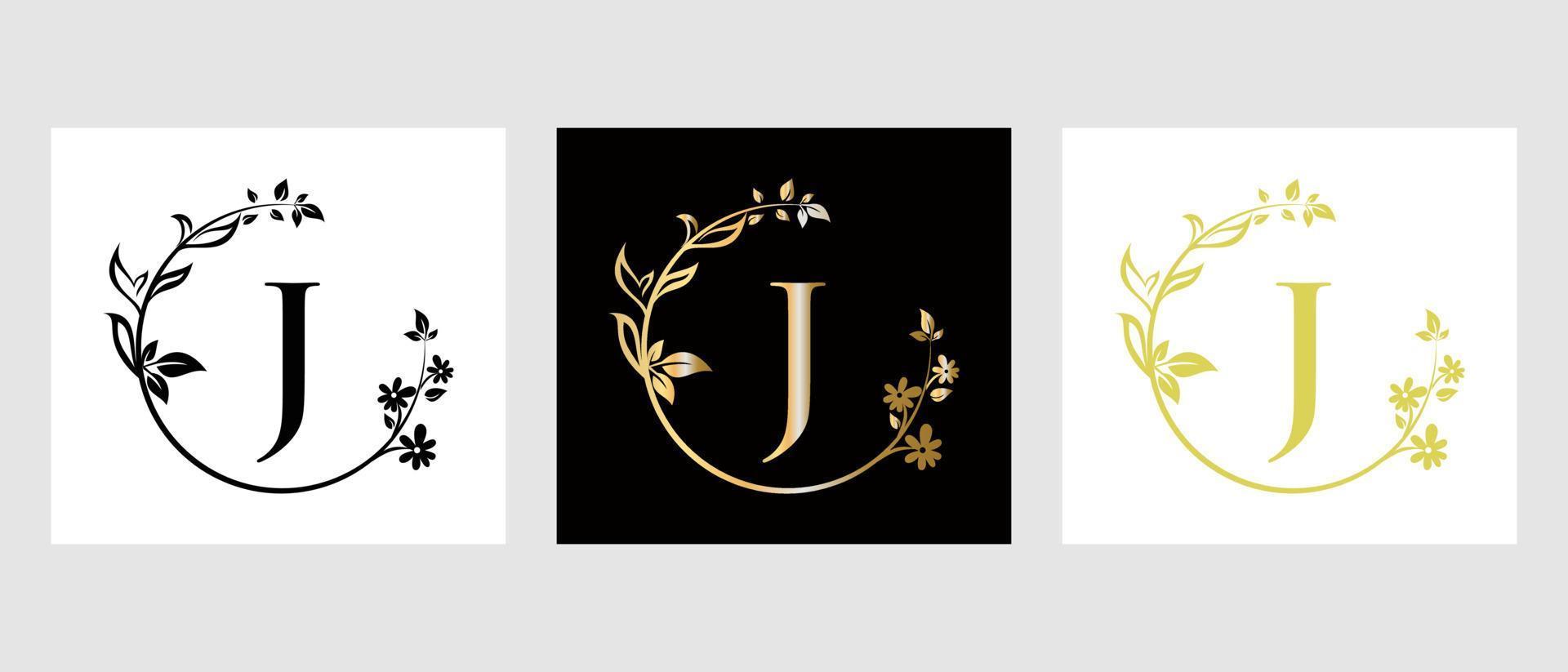 brief j schoonheid logo voor decoratief, bloem, spa sjabloon vector