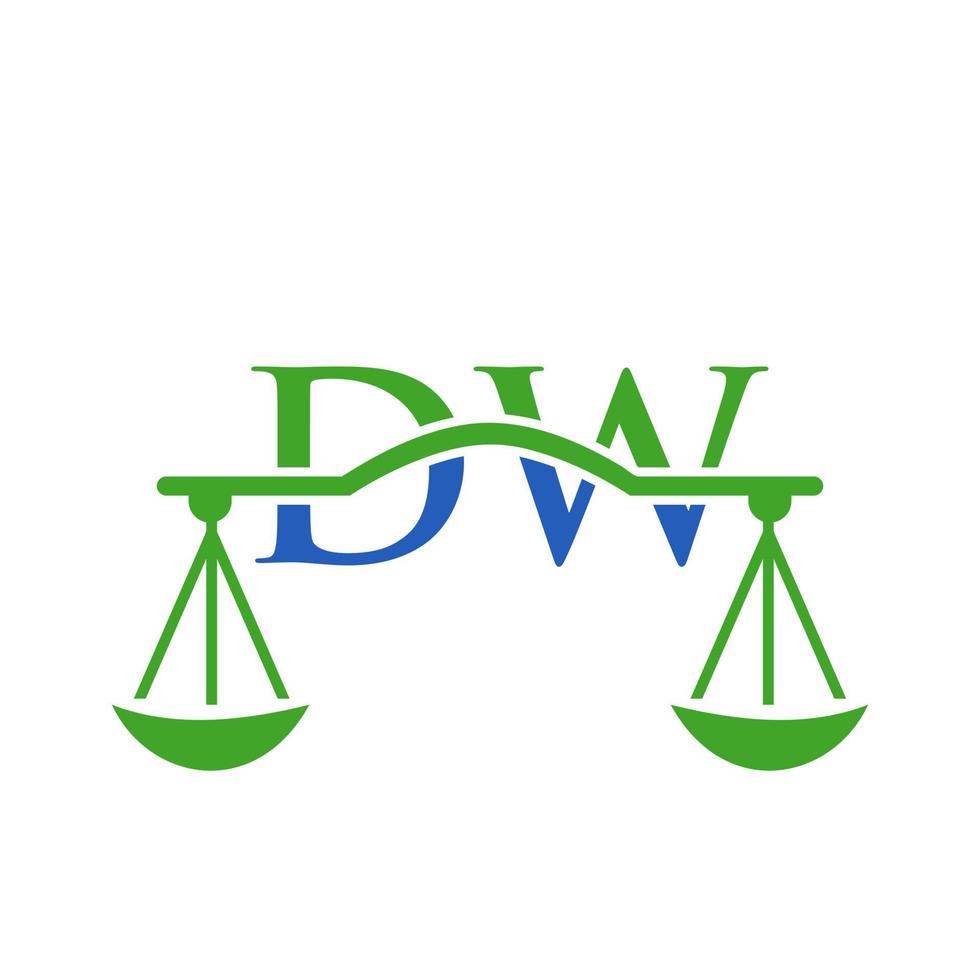 brief dw wet firma logo ontwerp voor advocaat, gerechtigheid, wet procureur, legaal, advocaat onderhoud, wet kantoor, schaal, wet stevig, advocaat zakelijke bedrijf vector