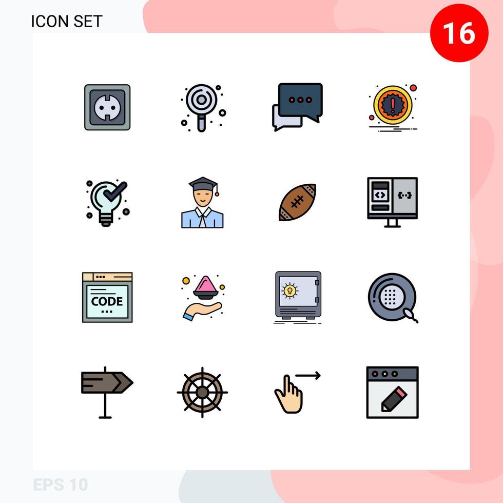 reeks van 16 modern ui pictogrammen symbolen tekens voor beheer kennisgeving snoepgoed aandacht bubbel bewerkbare creatief vector ontwerp elementen