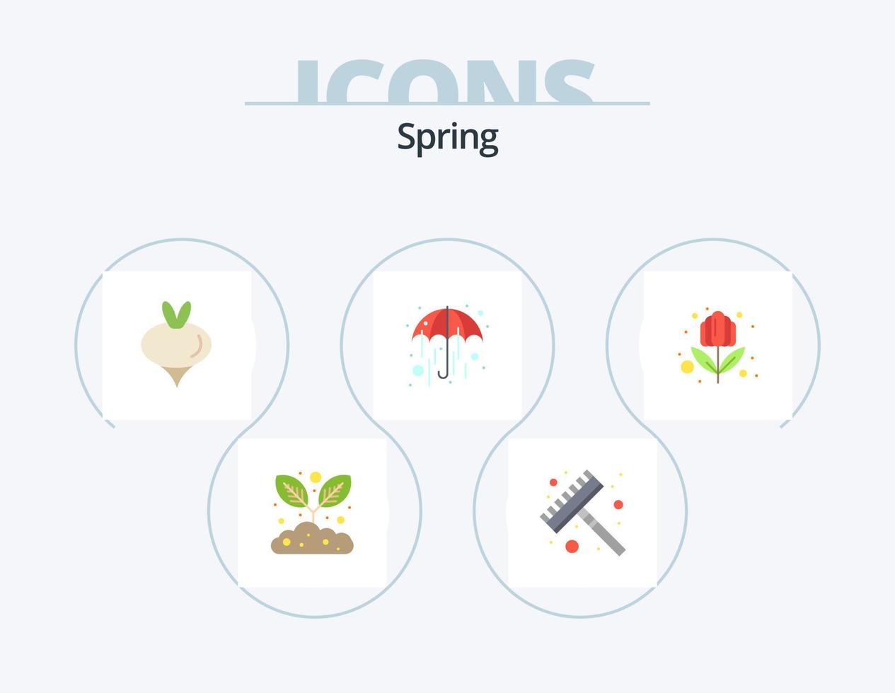 voorjaar vlak icoon pak 5 icoon ontwerp. . zomer. groente. natuur. weer vector