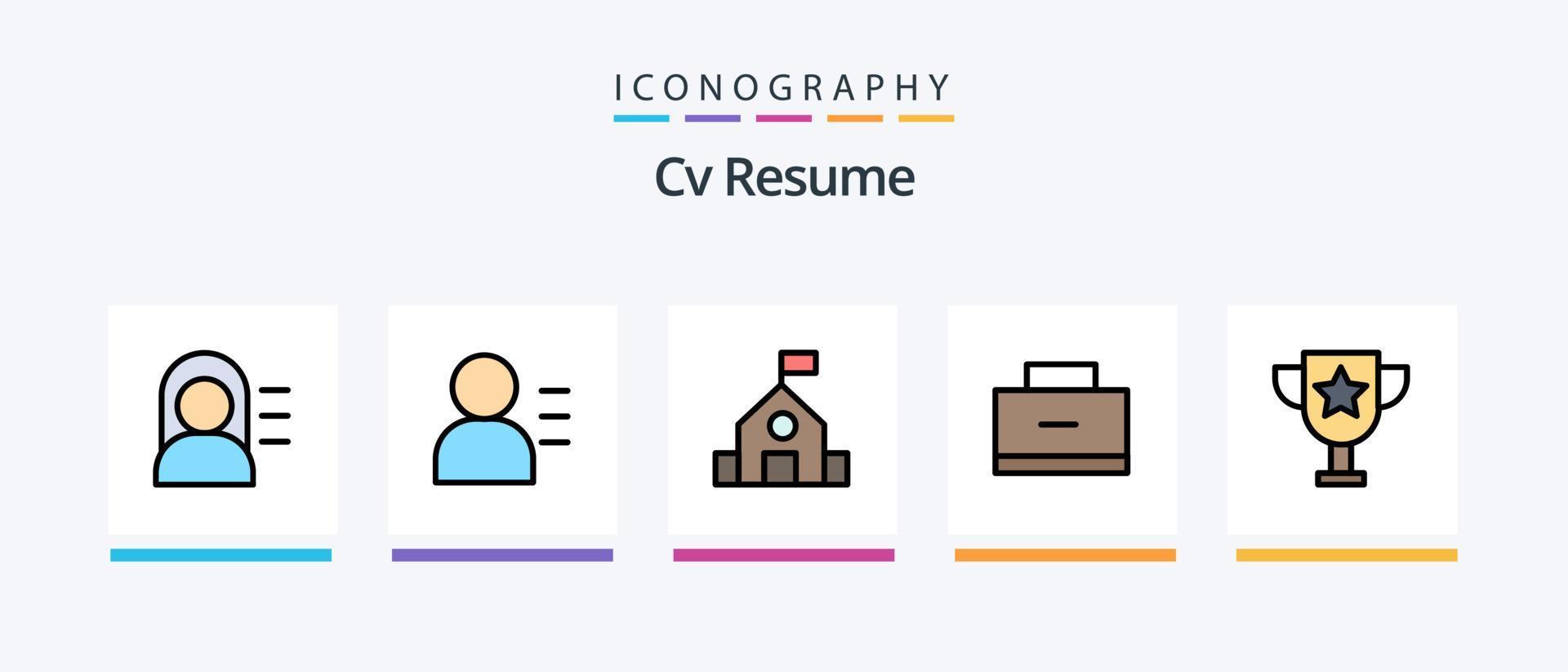 CV hervat lijn gevulde 5 icoon pak inclusief onderwijs . calc . school- . onderwijs. creatief pictogrammen ontwerp vector