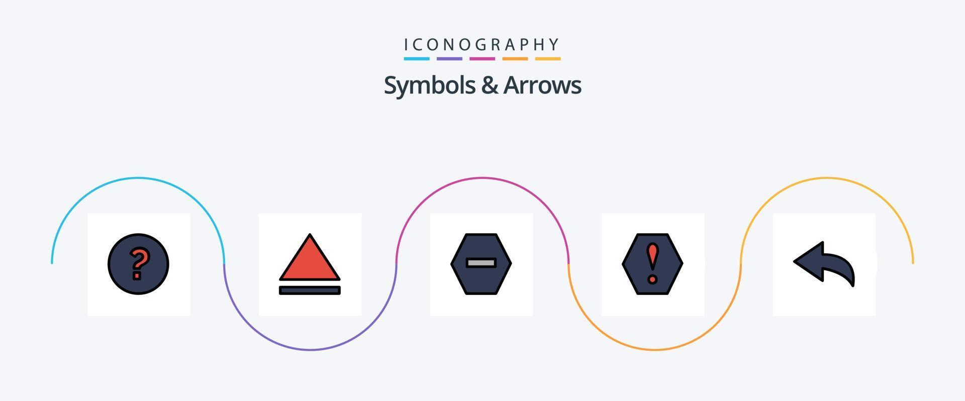 symbolen en pijlen lijn gevulde vlak 5 icoon pak inclusief . achthoek. vector