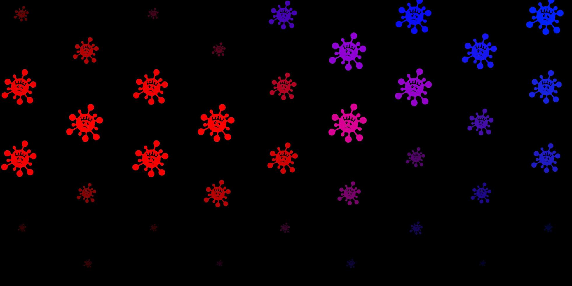 donkerblauw, rood vectorpatroon met coronaviruselementen. vector