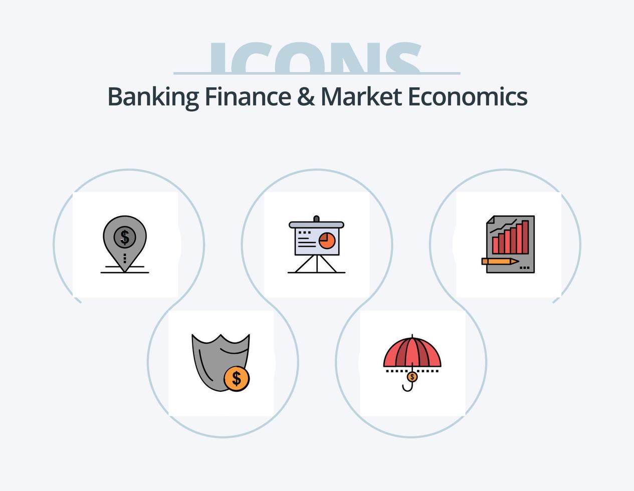 bank financiën en markt economie lijn gevulde icoon pak 5 icoon ontwerp. kaarten. bankieren. financieel. kredietkaart. veiligheid vector