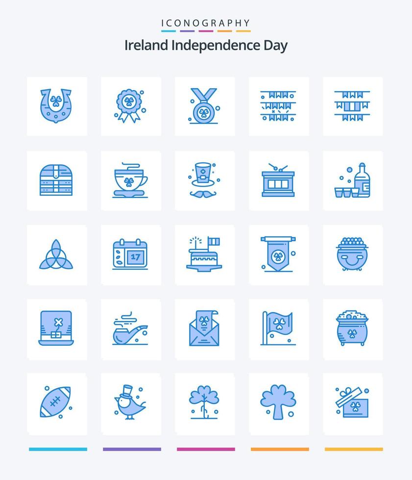 creatief Ierland onafhankelijkheid dag 25 blauw icoon pak zo net zo koffie. veiligheid. vlag. Ierland. doos vector