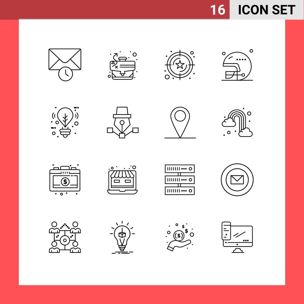 16 gebruiker koppel schets pak van modern tekens en symbolen van licht lamp onderhoud sport- helm bewerkbare vector ontwerp elementen