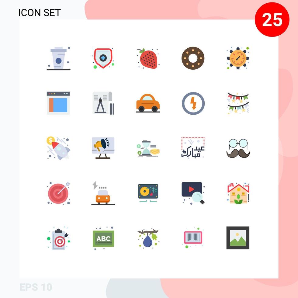 voorraad vector icoon pak van 25 lijn tekens en symbolen voor tijd uitrusting fruit voedsel donut bewerkbare vector ontwerp elementen