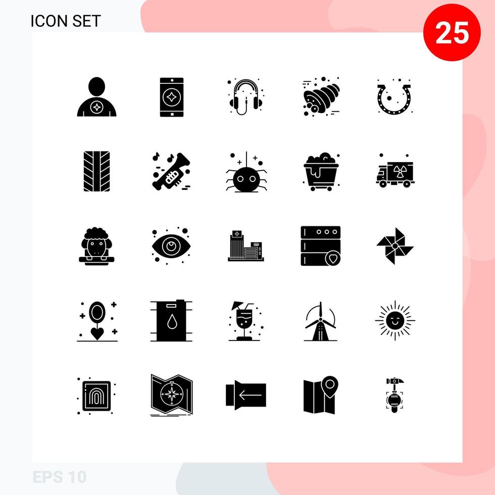 25 gebruiker koppel solide glyph pak van modern tekens en symbolen van festival dankzegging audio toeter herfst bewerkbare vector ontwerp elementen