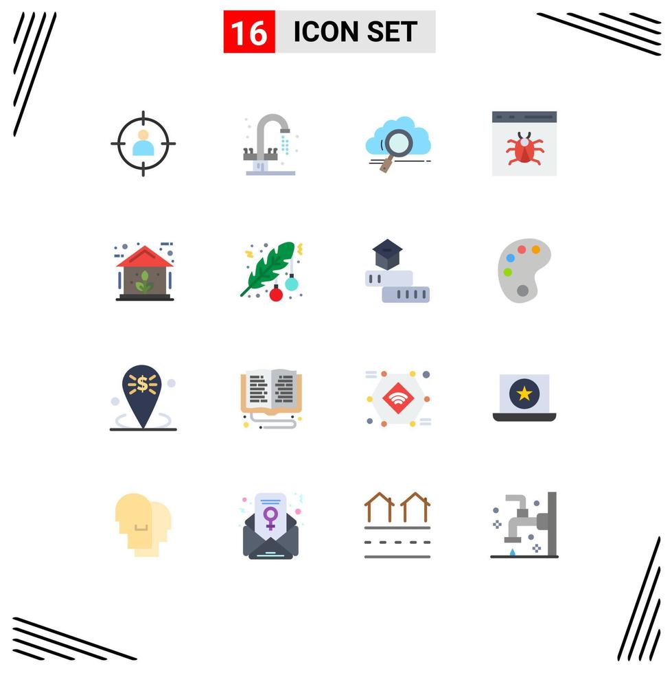 reeks van 16 vector vlak kleuren Aan rooster voor ontwikkelen browser wastafel app technologie bewerkbare pak van creatief vector ontwerp elementen