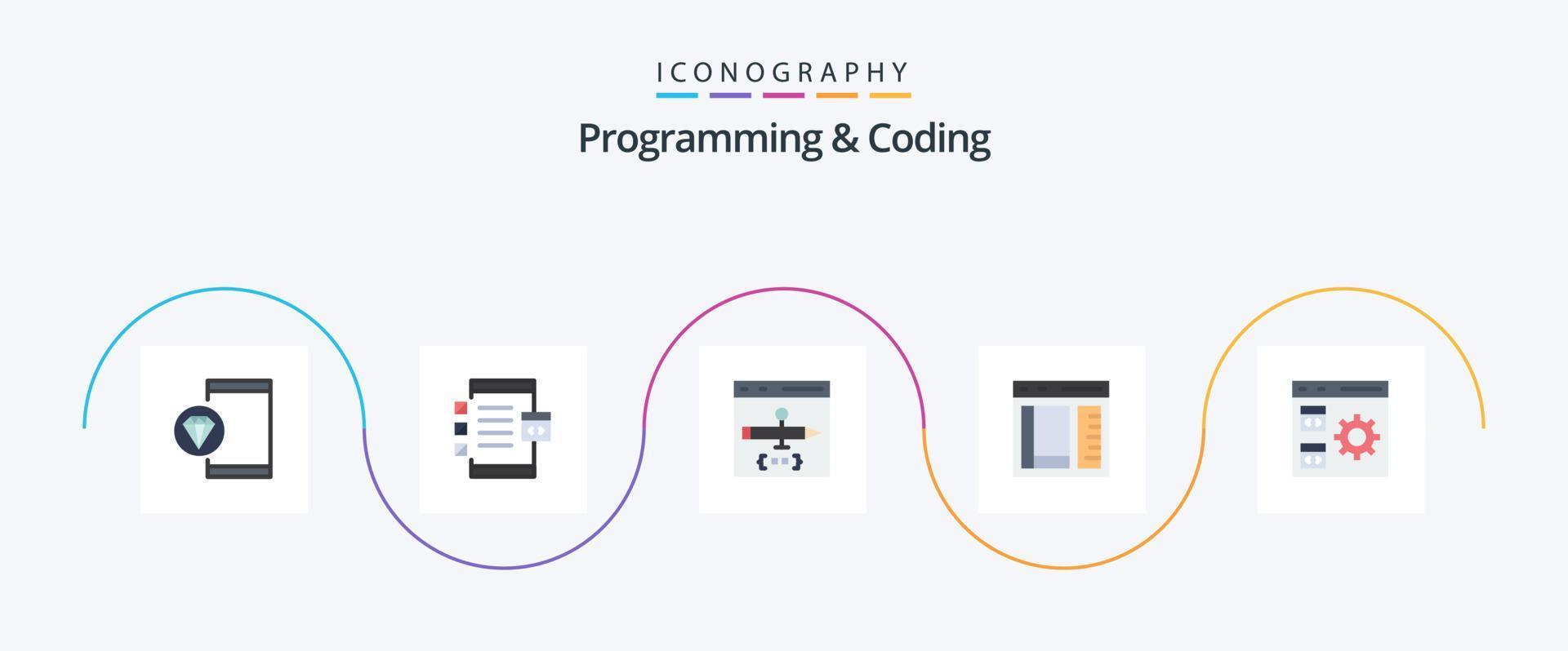 programmering en codering vlak 5 icoon pak inclusief ontwikkelen. browser. ontwikkeling. ontwikkeling. codering vector