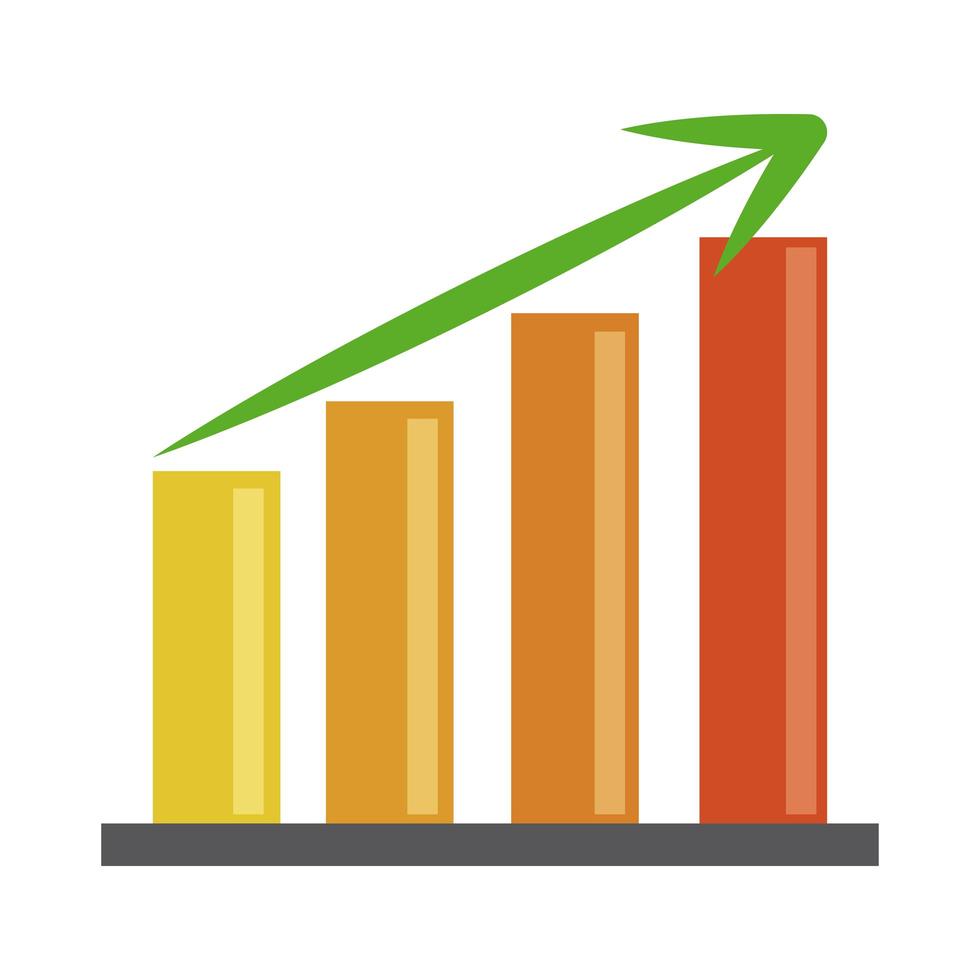 gegevensanalyse, grafiekrapport groeiende financiële zaken platte pijlpictogram vector