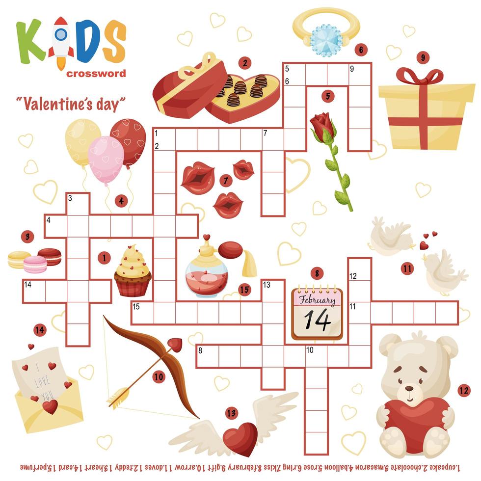 eenvoudige kruiswoordpuzzel Valentijnsdag vector