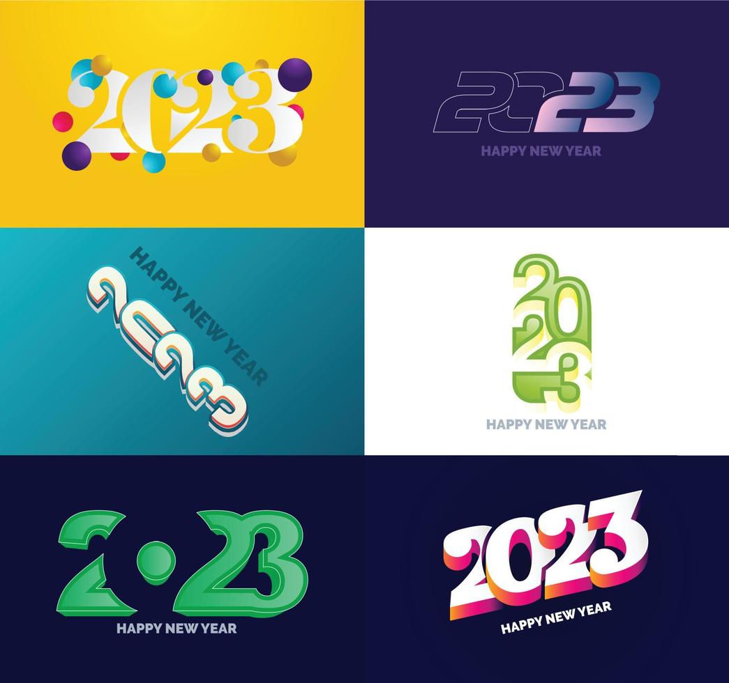 groot reeks van 2023 gelukkig nieuw jaar logo tekst ontwerp 2023 aantal ontwerp sjabloon vector