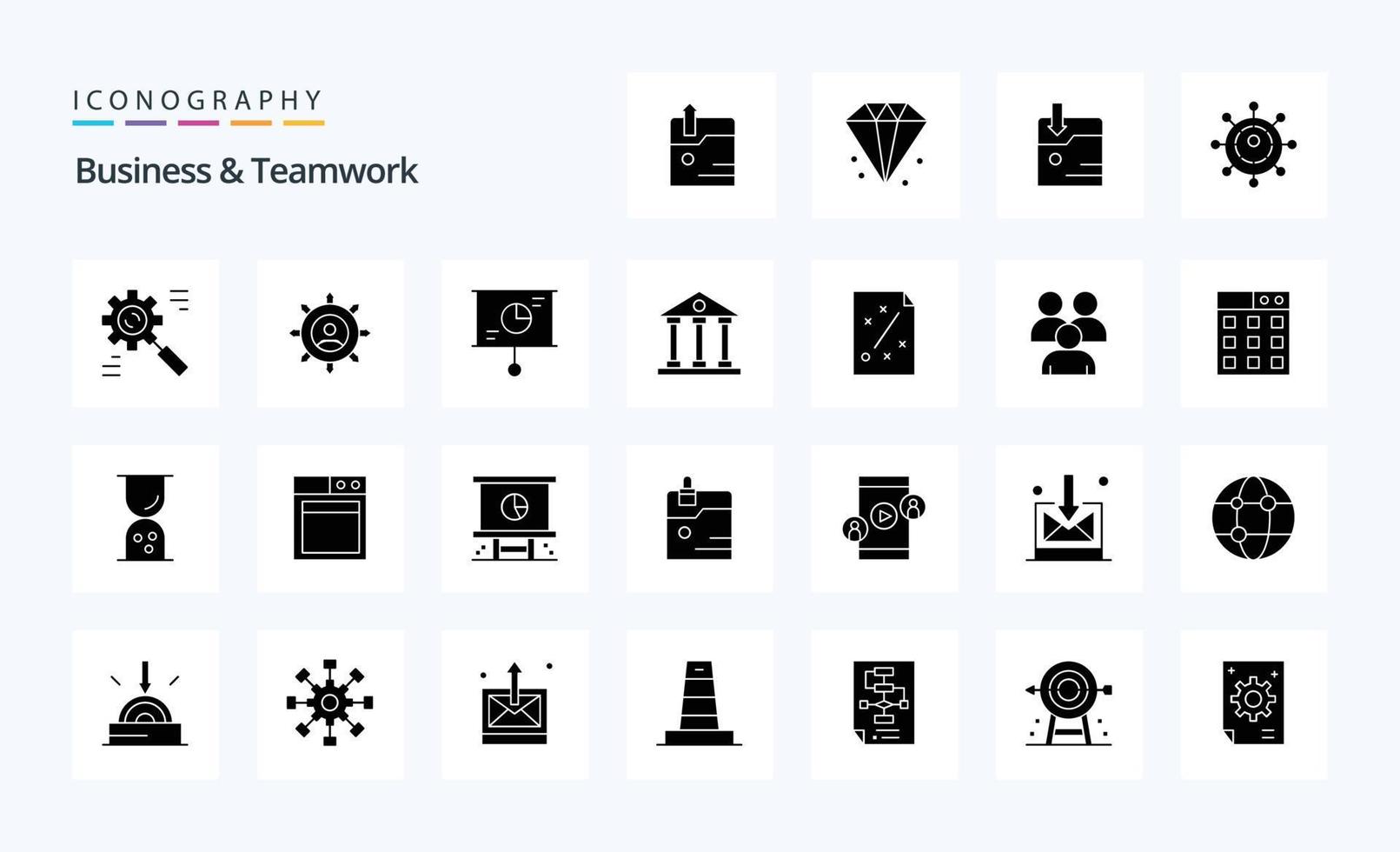 25 bedrijf en samenspel solide glyph icoon pak vector