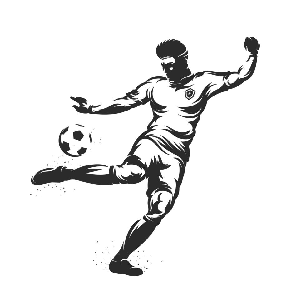 voetbalsilhouet dat een bal schopt vector