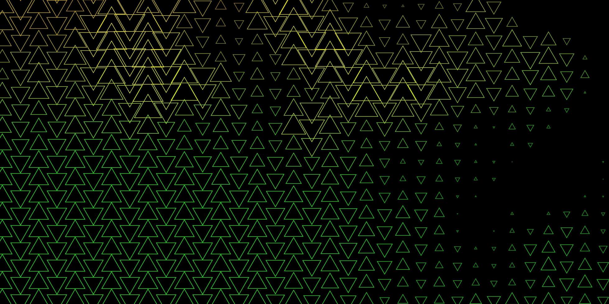 donkergroene, gele vectorlay-out met lijnen, driehoeken. vector