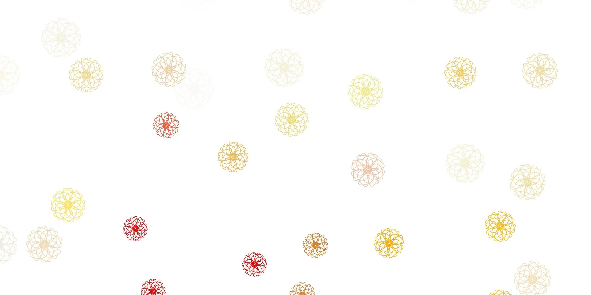 lichtroze, gele vectorkrabbelachtergrond met bloemen. vector