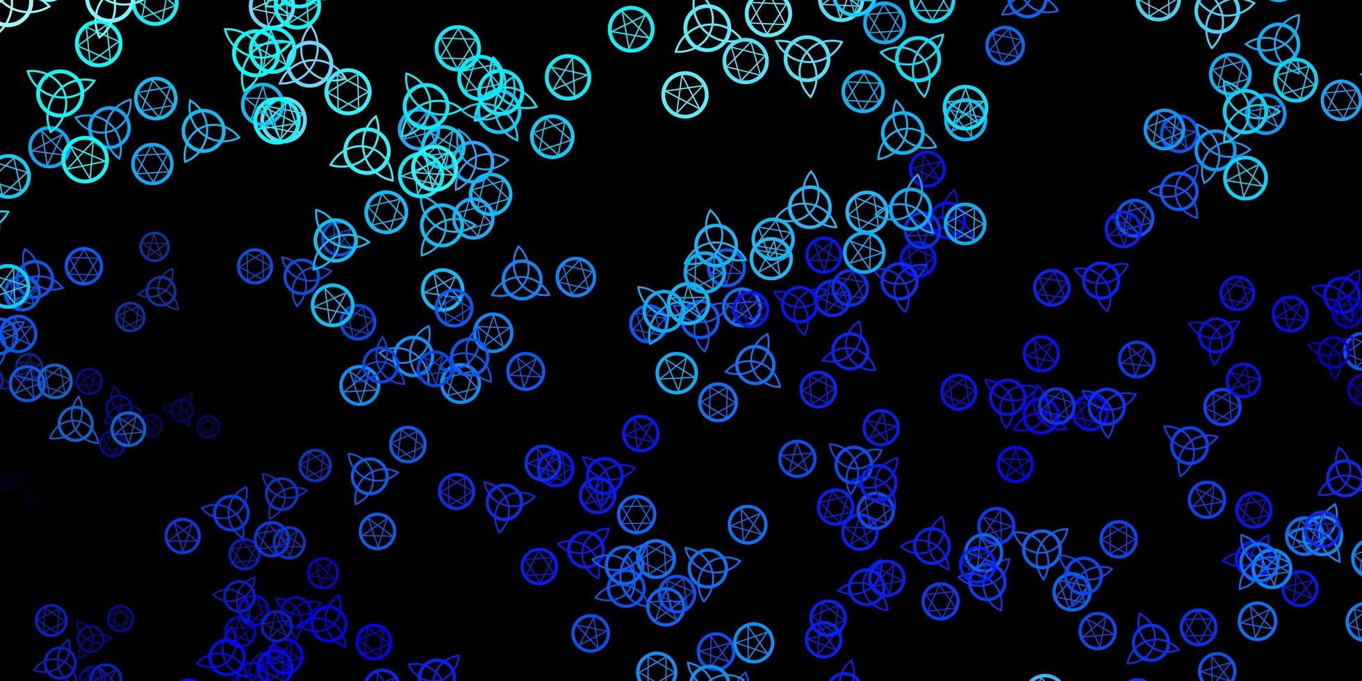 donkerblauwe vectorachtergrond met occulte symbolen. vector