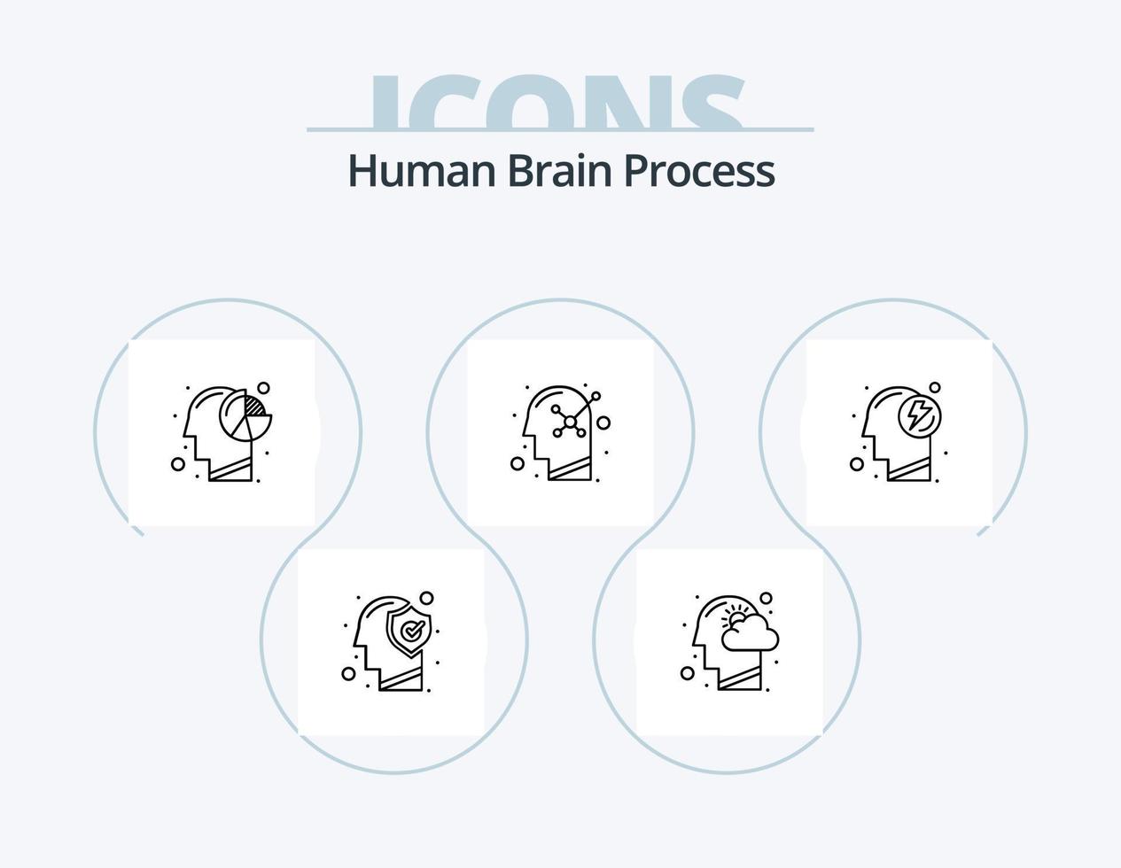 menselijk hersenen werkwijze lijn icoon pak 5 icoon ontwerp. creativiteit. psychologie. brein. positief. geest vector