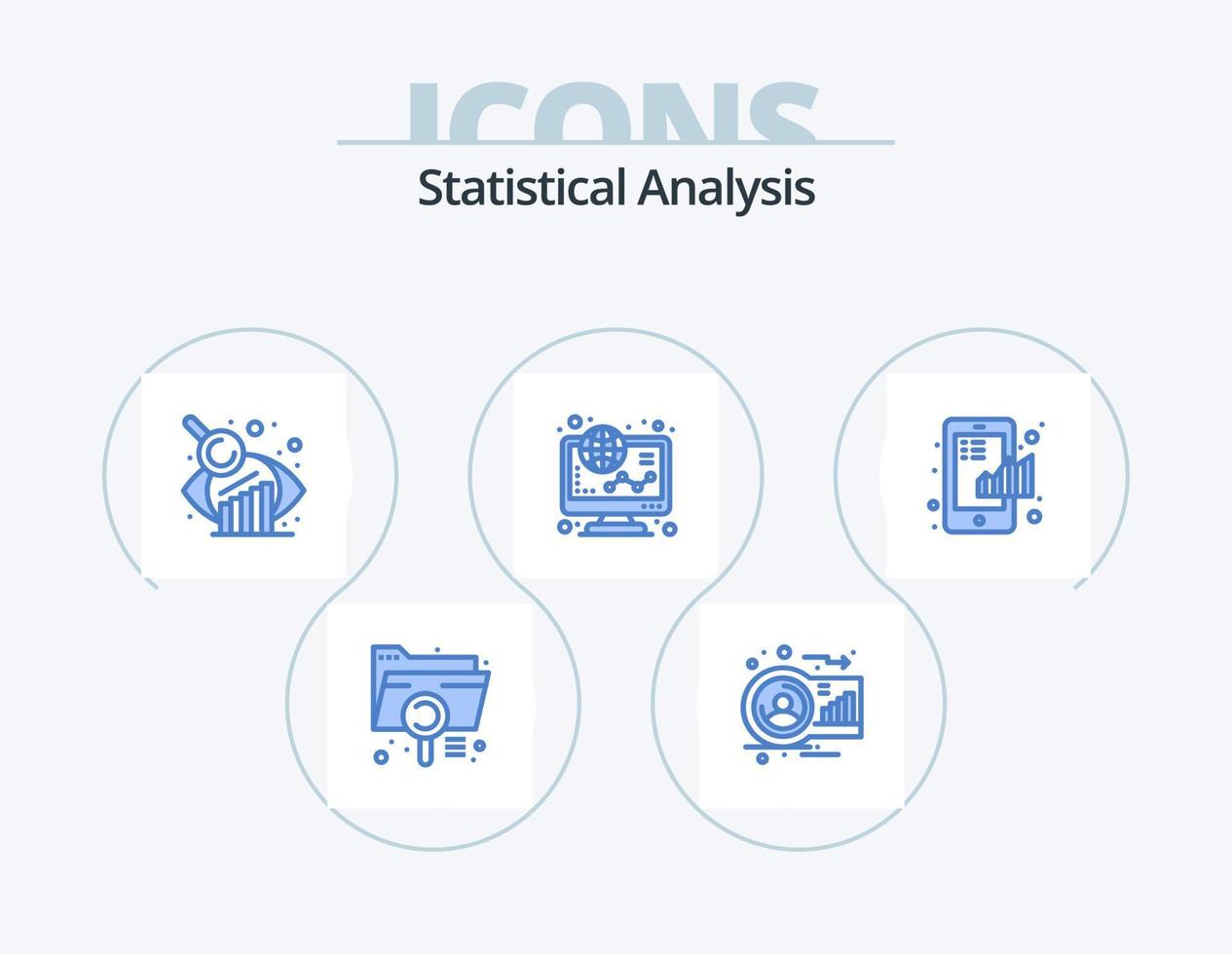 statistisch analyse blauw icoon pak 5 icoon ontwerp. winkelen. grafiek. menselijk. financiën. Onderzoek vector