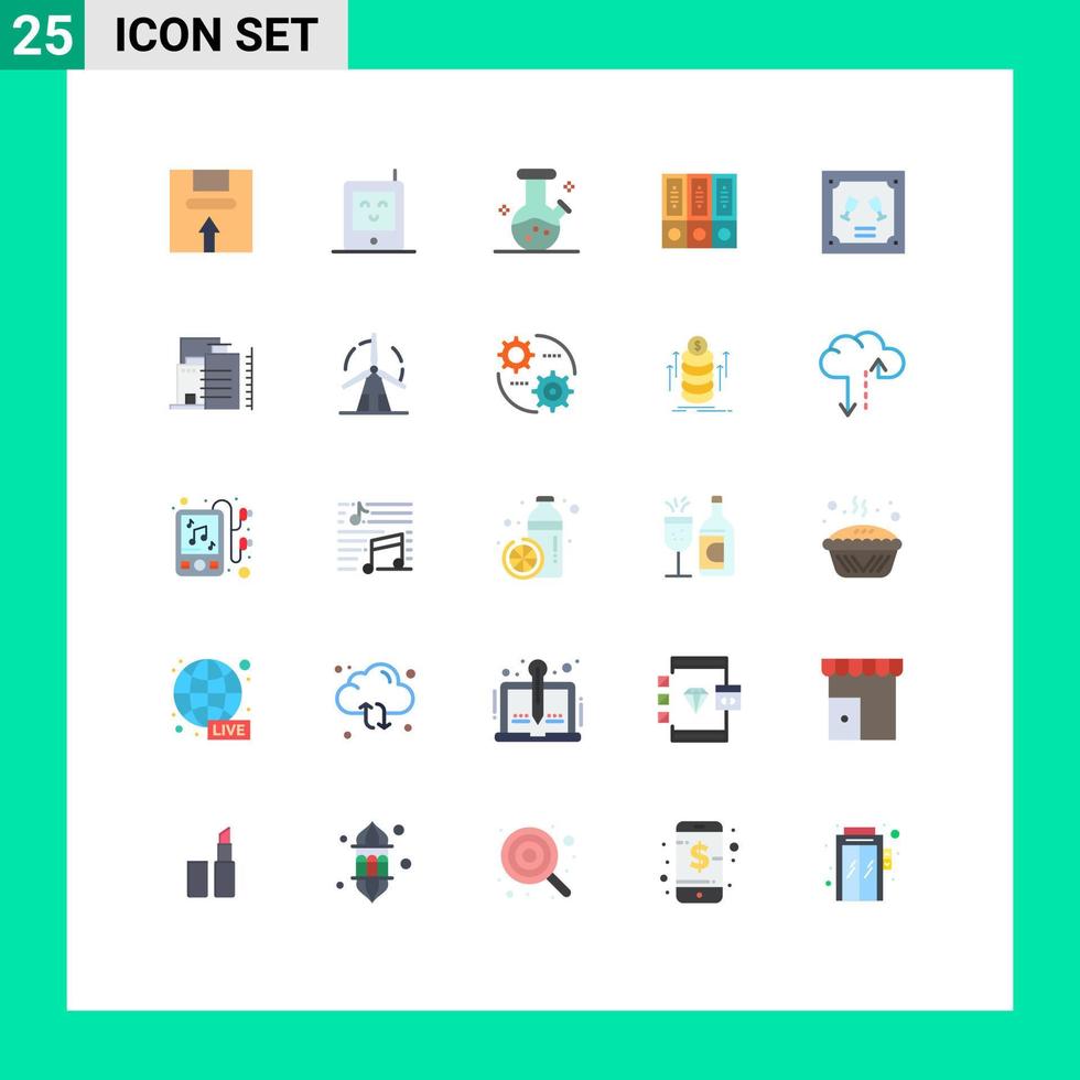 25 gebruiker koppel vlak kleur pak van modern tekens en symbolen van kaart documenten demo fles databank archief bewerkbare vector ontwerp elementen