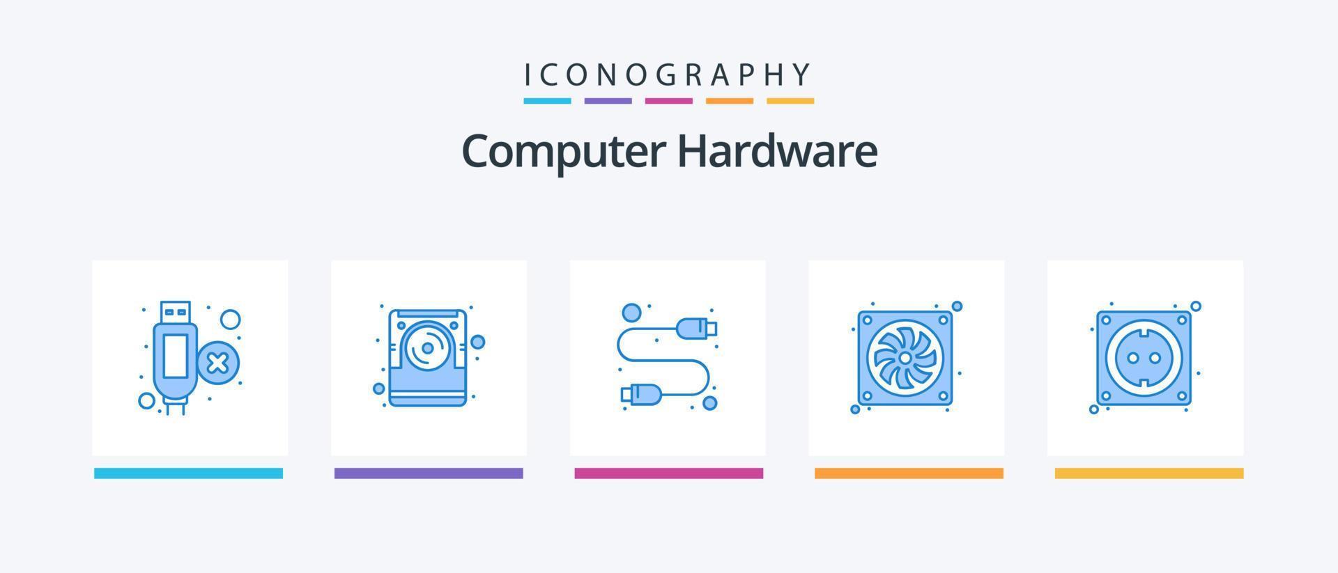 computer hardware blauw 5 icoon pak inclusief hardware. kabel. computer. hardware. computer. creatief pictogrammen ontwerp vector