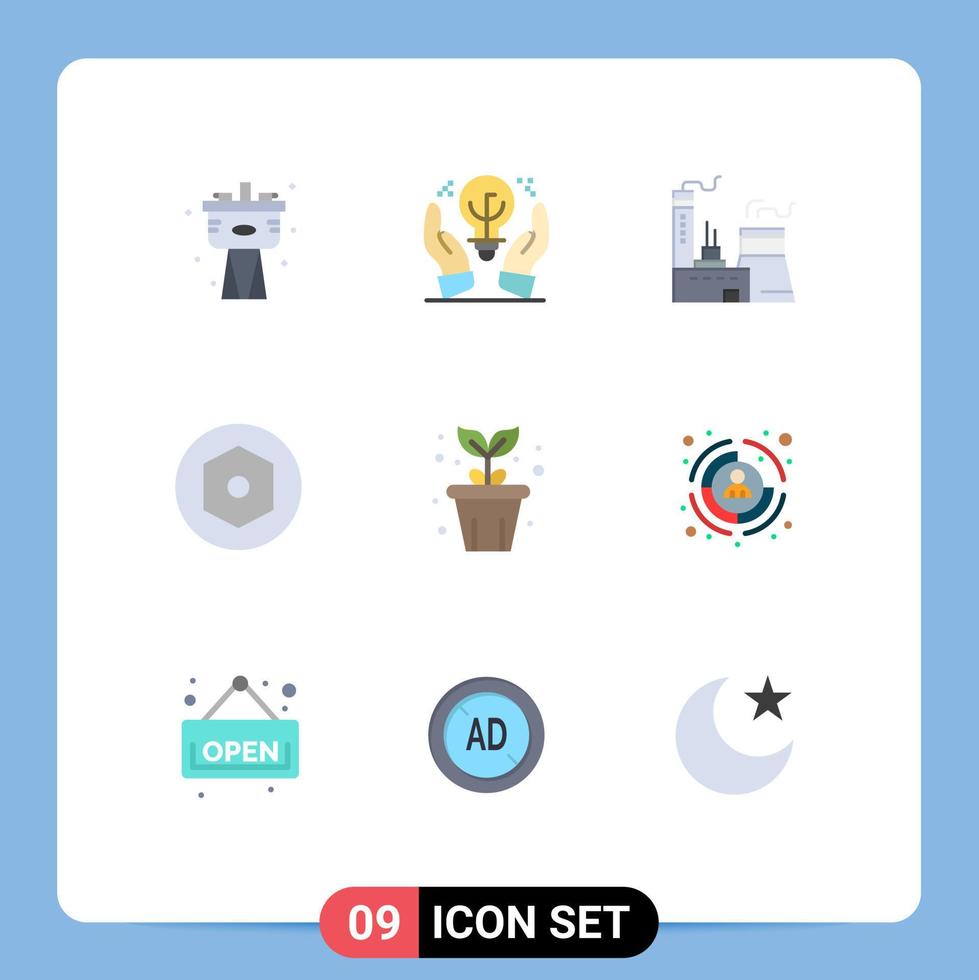 mobiel koppel vlak kleur reeks van 9 pictogrammen van natuur landbouw gebouw schroef intern bewerkbare vector ontwerp elementen