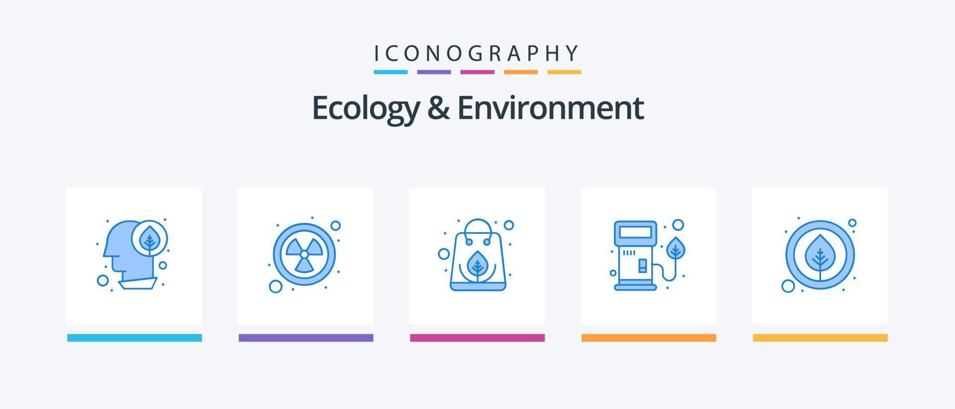 ecologie en milieu blauw 5 icoon pak inclusief blad. pomp. biologisch. benzine. mondstuk. creatief pictogrammen ontwerp vector