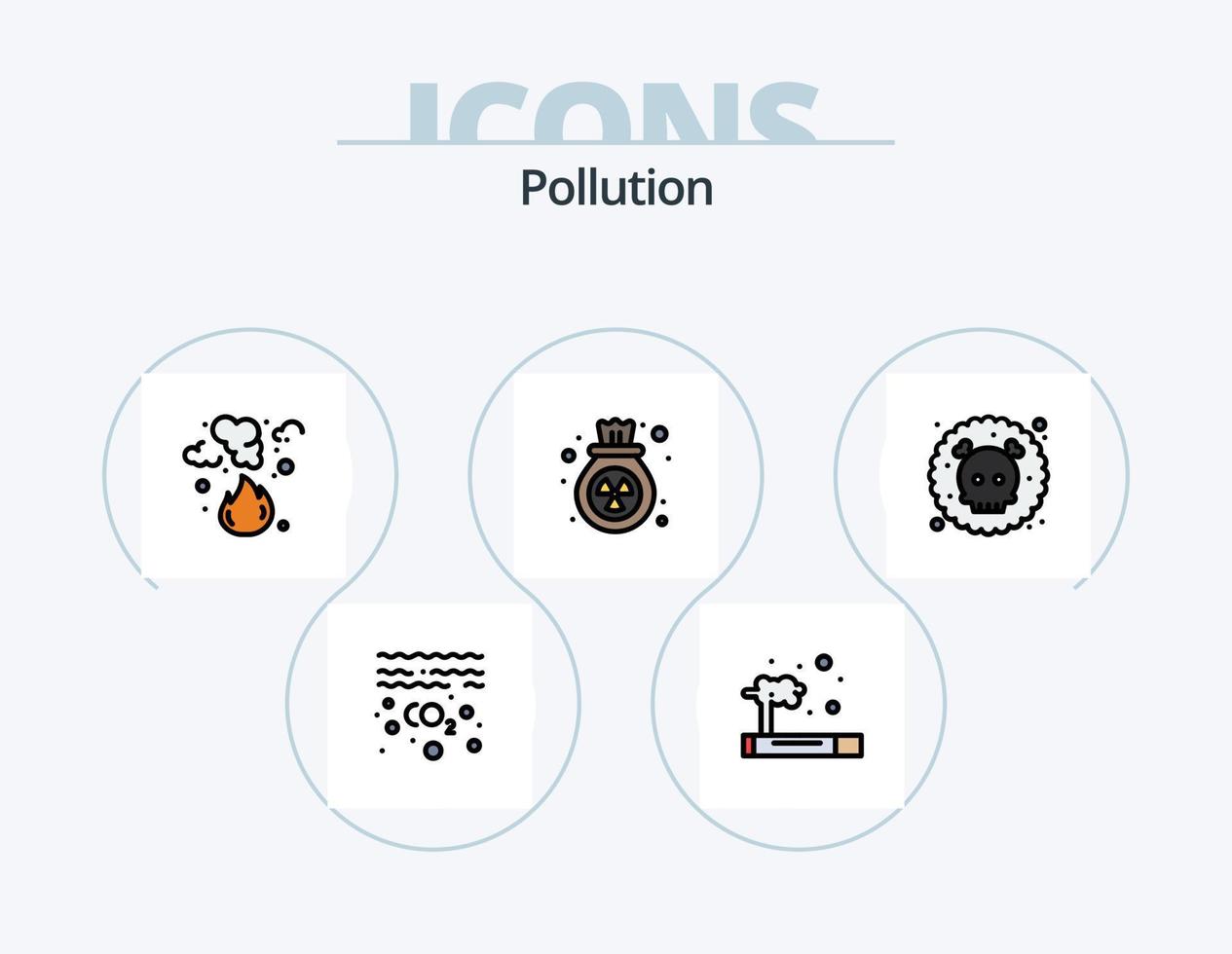 verontreiniging lijn gevulde icoon pak 5 icoon ontwerp. uitzetten. co gas. druppel. zoeken. radioactief vector